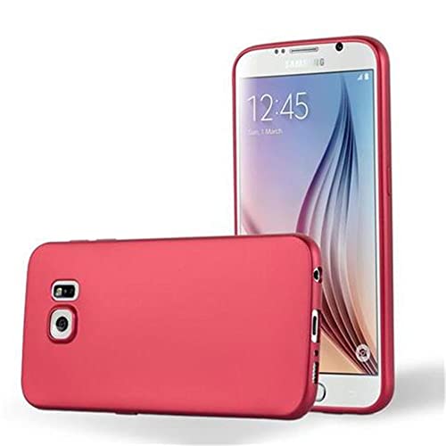 Cadorabo Hülle kompatibel mit Samsung Galaxy S6 Schutzhülle TPU Silikon Case Metallic Design Slim Kratzfest Weiche Gummi mit Rundumschutz Case Hülle für Galaxy S6 in Rot von Cadorabo