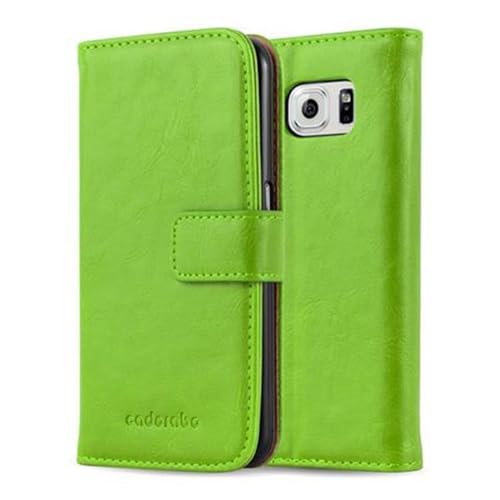 Cadorabo Hülle kompatibel mit Samsung Galaxy S6 aus Premium Kunst Leder Flip Klappbare Stoßfeste Magnetische [Standfunktion] [Kartenfächern] Cover Hülle für Galaxy S6 Tasche in Grün von Cadorabo