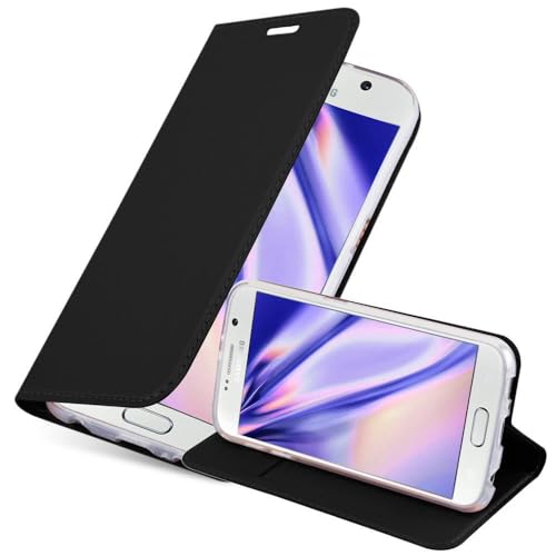 Cadorabo Hülle kompatibel mit Samsung Galaxy S6 aus Premium Kunst Leder Flip Klappbare Stoßfeste Magnetische [Standfunktion] [Kartenfächern] Cover Hülle für Galaxy S6 Tasche in Schwarz von Cadorabo