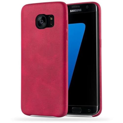 Cadorabo Hülle kompatibel mit Samsung Galaxy S7 Edge Schutzhülle TPU Silikon Case Kunst Leder Design Anti Rutsch Slim Kratzfest Stabiles Hardcase mit Rundumschutz Case Hülle für Galaxy S7 Edge in Rot von Cadorabo