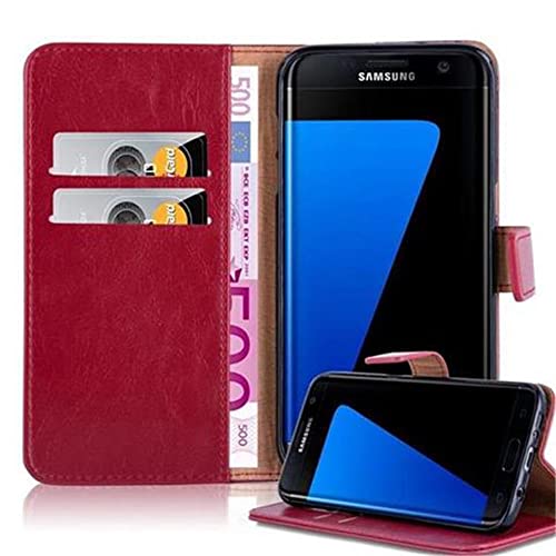 Cadorabo Hülle kompatibel mit Samsung Galaxy S7 Edge aus Premium Kunst Leder Flip Klappbare Stoßfeste Magnetische [Standfunktion] [Kartenfächern] Cover Hülle für Galaxy S7 Edge Tasche in Rot von Cadorabo