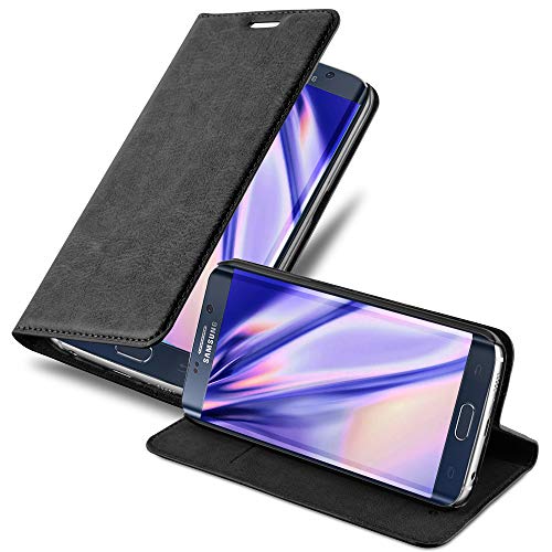 Cadorabo Hülle kompatibel mit Samsung Galaxy S7 Edge aus Premium Kunst Leder Flip Klappbare Stoßfeste Magnetische [Standfunktion] [Kartenfächern] Cover Hülle für Galaxy S7 Edge Tasche in Schwarz von Cadorabo