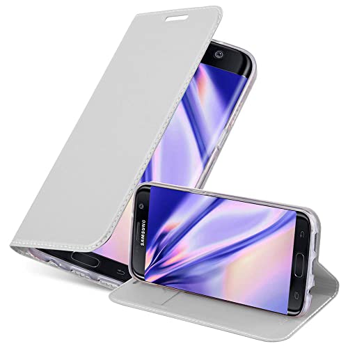 Cadorabo Hülle kompatibel mit Samsung Galaxy S7 Edge aus Premium Kunst Leder Flip Klappbare Stoßfeste Magnetische [Standfunktion] [Kartenfächern] Cover Hülle für Galaxy S7 Edge Tasche in Silber von Cadorabo