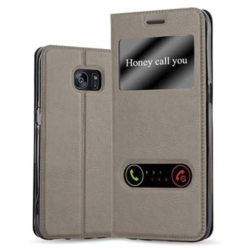 Cadorabo Hülle kompatibel mit Samsung Galaxy S7 Edge in Stein BRAUN - Schutzhülle mit Magnetverschluss, Standfunktion und 2 Sichtfenstern Cadorabo Hülle kompatibel mit Samsung Galaxy S7 Edge in Stein BRAUN - Schutzhülle mit Magnetverschluss, Standfunktion und 2 Sichtfenstern von Cadorabo