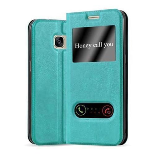 Cadorabo Hülle kompatibel mit Samsung Galaxy S7 in Mint TÜRKIS - Schutzhülle mit Magnetverschluss, Standfunktion und 2 Sichtfenstern von Cadorabo