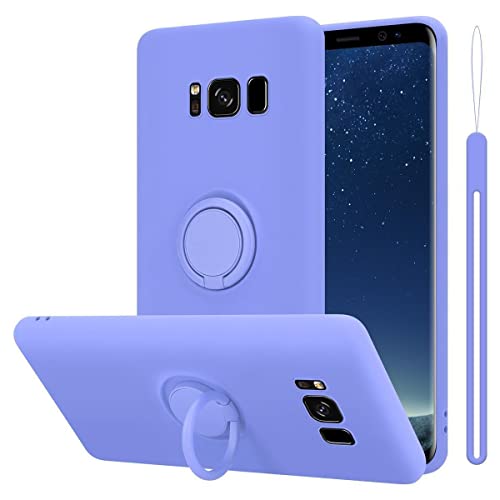 Cadorabo Hülle kompatibel mit Samsung Galaxy S8 Schutzhülle TPU Silikon Case Liquid Design mit Ring Slim Kratzfest Liquidsilikon Microfaser mit Rundumschutz Case Hülle für Galaxy S8 in Lila von Cadorabo