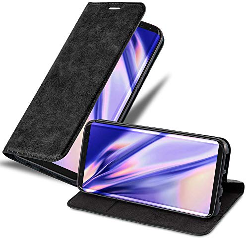 Cadorabo Hülle kompatibel mit Samsung Galaxy S8 aus Premium Kunst Leder Flip Klappbare Stoßfeste Magnetische [Standfunktion] [Kartenfächern] Cover Hülle für Galaxy S8 Tasche in Schwarz von Cadorabo
