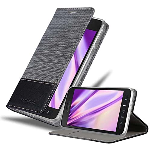 Cadorabo Hülle kompatibel mit Samsung Galaxy XCover 4 / XCover 4s aus Jeans und Kunst Leder Flip Klappbare Magnetische [Kartenfächern] Cover Hülle für Galaxy XCover 4 / XCover 4s Tasche in Grau von Cadorabo