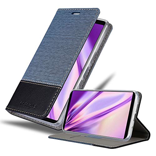 Cadorabo Hülle kompatibel mit Sony Xperia 5 aus Premium Jeans und Kunst Leder Flip Klappbare Stoßfeste Magnetische [Standfunktion] [Kartenfächern] Cover Hülle für Sony Xperia 5 Tasche in Blau von Cadorabo