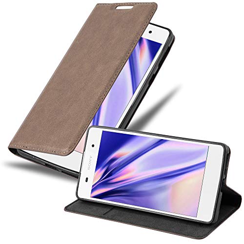 Cadorabo Hülle kompatibel mit Sony Xperia E5 aus Premium Kunst Leder Flip Klappbare Stoßfeste Magnetische [Standfunktion] [Kartenfächern] Cover Hülle für Sony Xperia E5 Tasche in Braun von Cadorabo