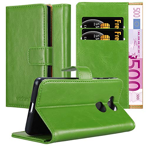 Cadorabo Hülle kompatibel mit Sony Xperia L2 aus Premium Kunst Leder Flip Klappbare Stoßfeste Magnetische [Standfunktion] [Kartenfächern] Cover Hülle für Sony Xperia L2 Tasche in Grün von Cadorabo