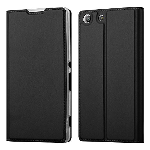 Cadorabo Hülle kompatibel mit Sony Xperia M5 aus Premium Kunst Leder Flip Klappbare Stoßfeste Magnetische [Standfunktion] [Kartenfächern] Cover Hülle für Sony Xperia M5 Tasche in Schwarz von Cadorabo