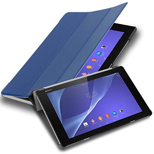 Cadorabo Hülle kompatibel mit Sony Xperia Tablet Z2 (10.1 Zoll) Tablethülle mit Auto Wake Up aus Kunst Leder Flip Klappbare Magnetische Cover Hülle für Sony Xperia Tablet Z2 (10.1 Zoll) Tasche in Blau von Cadorabo