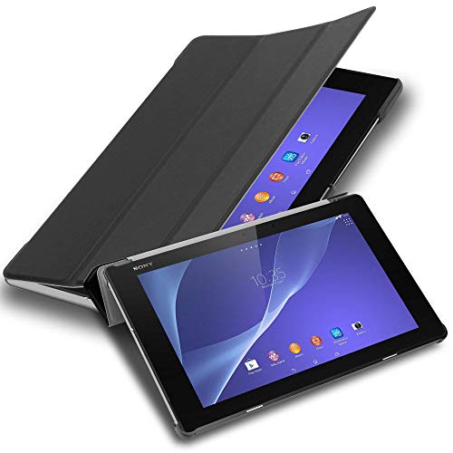 Cadorabo Hülle kompatibel mit Sony Xperia Tablet Z2 (10.1 Zoll) Tablethülle mit Auto Wake Up aus Kunst Leder Klappbare Magnetische Cover Hülle für Sony Xperia Tablet Z2 (10.1 Zoll) Tasche in Schwarz von Cadorabo