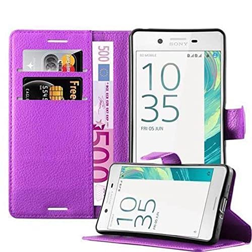Cadorabo Hülle kompatibel mit Sony Xperia X Handyhülle aus Premium Kunst Leder Flip Klappbare Stoßfeste Magnetische [Standfunktion] [Kartenfächern] Cover Hülle für Sony Xperia X Tasche in Lila von Cadorabo