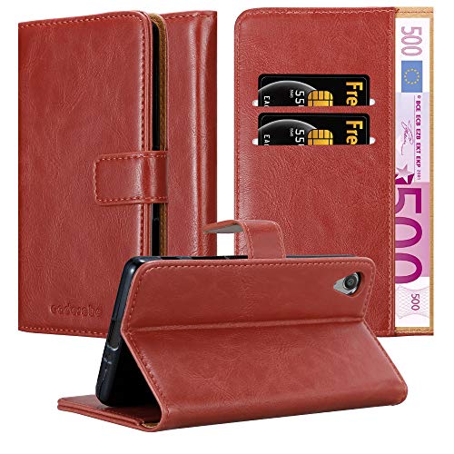 Cadorabo Hülle kompatibel mit Sony Xperia X aus Premium Kunst Leder Flip Klappbare Stoßfeste Magnetische [Standfunktion] [Kartenfächern] Cover Hülle für Sony Xperia X Tasche in Rot von Cadorabo