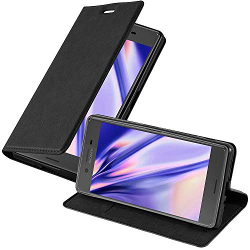 Cadorabo Hülle kompatibel mit Sony Xperia X aus Premium Kunst Leder Flip Klappbare Stoßfeste Magnetische [Standfunktion] [Kartenfächern] Cover Hülle für Sony Xperia X Tasche in Schwarz von Cadorabo