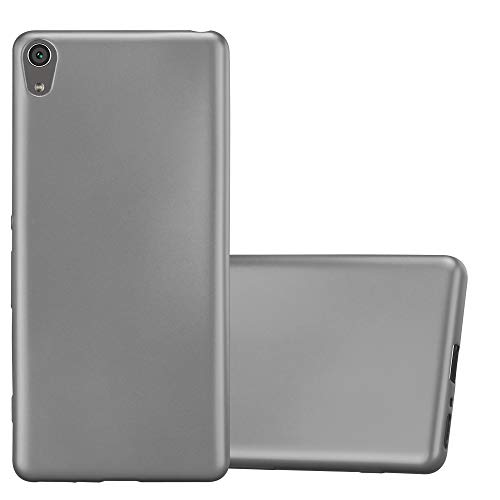 Cadorabo Hülle kompatibel mit Sony Xperia XA Schutzhülle TPU Silikon Case Metallic Design Slim Kratzfest Weiche Gummi mit Rundumschutz Case Hülle für Sony Xperia XA in Grau von Cadorabo