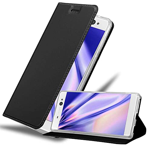 Cadorabo Hülle kompatibel mit Sony Xperia XA Ultra aus Premium Kunst Leder Flip Klappbare Stoßfeste Magnetische [Standfunktion] [Kartenfächern] Cover Hülle für Sony Xperia XA Ultra Tasche in Schwarz von Cadorabo