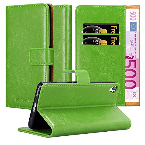 Cadorabo Hülle kompatibel mit Sony Xperia XA aus Premium Kunst Leder Flip Klappbare Stoßfeste Magnetische [Standfunktion] [Kartenfächern] Cover Hülle für Sony Xperia XA Tasche in Grün von Cadorabo