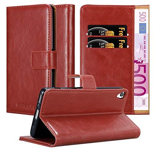 Cadorabo Hülle kompatibel mit Sony Xperia XA aus Premium Kunst Leder Flip Klappbare Stoßfeste Magnetische [Standfunktion] [Kartenfächern] Cover Hülle für Sony Xperia XA Tasche in Rot von Cadorabo