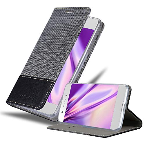 Cadorabo Hülle kompatibel mit Sony Xperia XA1 aus Premium Jeans und Kunst Leder Flip Klappbare Stoßfeste Magnetische [Standfunktion] [Kartenfächern] Cover Hülle für Sony Xperia XA1 Tasche in Grau von Cadorabo