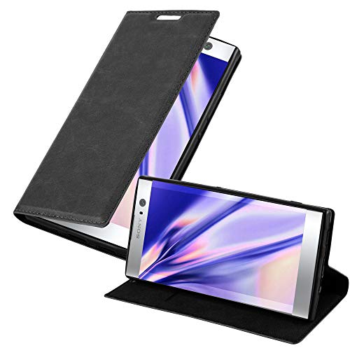 Cadorabo Hülle kompatibel mit Sony Xperia XA2 aus Premium Kunst Leder Flip Klappbare Stoßfeste Magnetische [Standfunktion] [Kartenfächern] Cover Hülle für Sony Xperia XA2 Tasche in Schwarz von Cadorabo