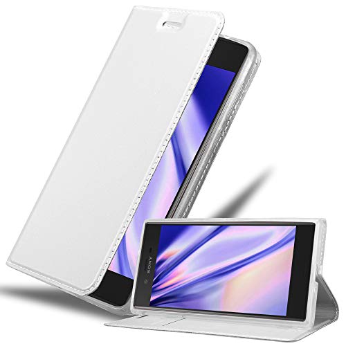 Cadorabo Hülle kompatibel mit Sony Xperia XZ/XZs aus Premium Kunst Leder Flip Klappbare Stoßfeste Magnetische [Standfunktion] [Kartenfächern] Cover Hülle für Sony Xperia XZ/XZs Tasche in Silber von Cadorabo
