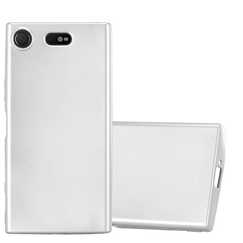 Cadorabo Hülle kompatibel mit Sony Xperia XZ1 COMPACT Schutzhülle TPU Silikon Case Metallic Design Slim Kratzfest Weiche Gummi mit Rundumschutz Case Hülle für Sony Xperia XZ1 COMPACT in Silber von Cadorabo