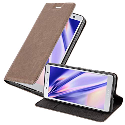 Cadorabo Hülle kompatibel mit Sony Xperia XZ2 aus Premium Kunst Leder Flip Klappbare Stoßfeste Magnetische [Standfunktion] [Kartenfächern] Cover Hülle für Sony Xperia XZ2 Tasche in Braun von Cadorabo