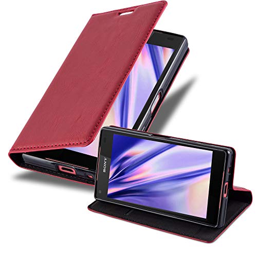 Cadorabo Hülle kompatibel mit Sony Xperia Z5 COMPACT aus Premium Kunst Leder Flip Klappbare Stoßfeste Magnetische [Standfunktion] [Kartenfächern] Cover Hülle für Sony Xperia Z5 COMPACT Tasche in Rot von Cadorabo