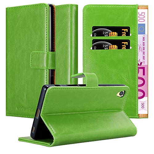 Cadorabo Hülle kompatibel mit Sony Xperia Z5 Premium aus Premium Kunst Leder Flip Klappbare Stoßfeste Magnetische [Standfunktion] [Kartenfächern] Cover Hülle für Sony Xperia Z5 Premium Tasche in Grün von Cadorabo