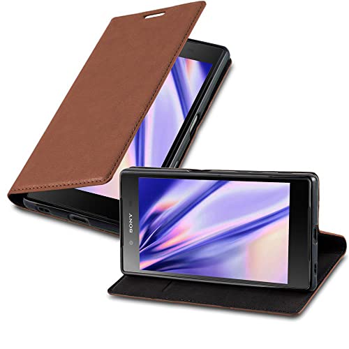 Cadorabo Hülle kompatibel mit Sony Xperia Z5 aus Premium Kunst Leder Flip Klappbare Stoßfeste Magnetische [Standfunktion] [Kartenfächern] Cover Hülle für Sony Xperia Z5 Tasche in Braun von Cadorabo