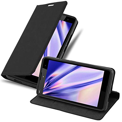 Cadorabo Hülle kompatibel mit WIKO Robby aus Premium Kunst Leder Flip Klappbare Stoßfeste Magnetische [Standfunktion] [Kartenfächern] Cover Hülle für WIKO Robby Tasche in Schwarz von Cadorabo