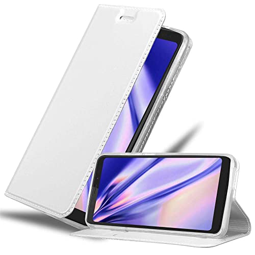 Cadorabo Hülle kompatibel mit WIKO View aus Premium Kunst Leder Flip Klappbare Stoßfeste Magnetische [Standfunktion] [Kartenfächern] Cover Hülle für WIKO View Tasche in Silber von Cadorabo