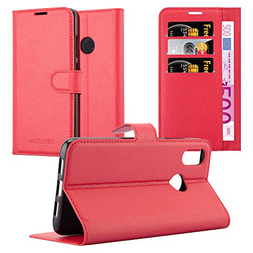 Cadorabo Hülle kompatibel mit Xiaomi Mi 8 Handyhülle aus Premium Kunst Leder Flip Klappbare Stoßfeste Magnetische [Standfunktion] [Kartenfächern] Cover Hülle für Xiaomi Mi 8 Tasche in Rot von Cadorabo