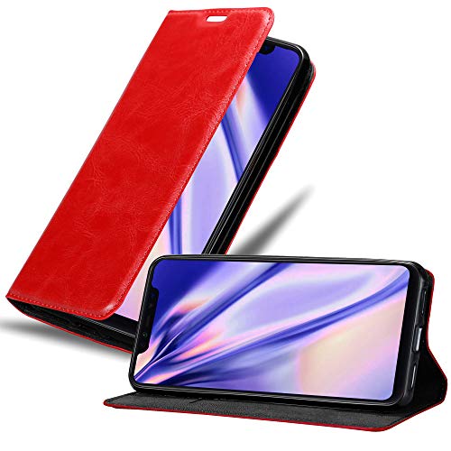Cadorabo Hülle kompatibel mit Xiaomi Mi 8 PRO aus Premium Kunst Leder Flip Klappbare Stoßfeste Magnetische [Standfunktion] [Kartenfächern] Cover Hülle für Xiaomi Mi 8 PRO Tasche in Rot von Cadorabo