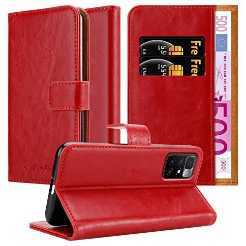 Cadorabo Hülle kompatibel mit Xiaomi RedMi 10 aus Premium Kunst Leder Flip Klappbare Stoßfeste Magnetische [Standfunktion] [Kartenfächern] Cover Hülle für Xiaomi RedMi 10 Tasche in Rot von Cadorabo