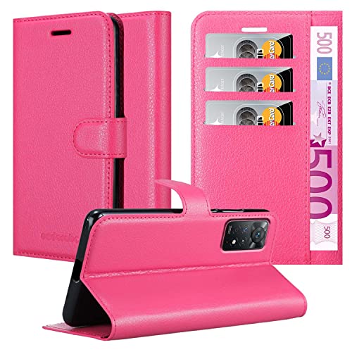 Cadorabo Hülle kompatibel mit Xiaomi RedMi Note 11 PRO 4G / 5G Handyhülle aus Kunst Leder Flip Klappbare Magnetische [Kartenfächern] Cover Hülle für Xiaomi RedMi Note 11 PRO 4G / 5G Tasche in Pink von Cadorabo