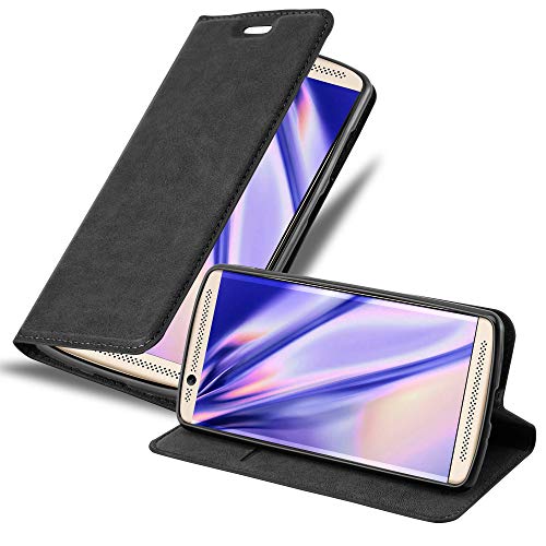 Cadorabo Hülle kompatibel mit ZTE Axon 7 Mini aus Premium Kunst Leder Flip Klappbare Stoßfeste Magnetische [Standfunktion] [Kartenfächern] Cover Hülle für ZTE Axon 7 Mini Tasche in Schwarz von Cadorabo