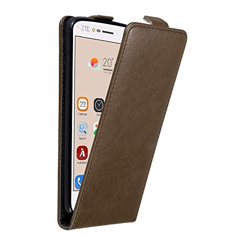 Cadorabo Hülle kompatibel mit ZTE Blade V8 Flip Design aus Premium Kunst Leder Flip Klappbare Stoßfeste Magnetische Cover Hülle für ZTE Blade V8 Tasche in Braun von Cadorabo