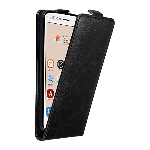 Cadorabo Hülle kompatibel mit ZTE Blade V8 Flip Design aus Premium Kunst Leder Flip Klappbare Stoßfeste Magnetische Cover Hülle für ZTE Blade V8 Tasche in Schwarz von Cadorabo