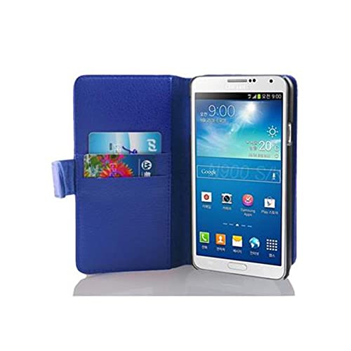 Cadorabo Hülle kompatibel mit für Samsung Galaxy Note 3 Handyhülle aus Kunst Leder Flip Klappbare Stoßfeste Magnetische [Standfunktion] [Kartenfächern] Cover Hülle für Galaxy Note 3 Tasche in Blau von Cadorabo