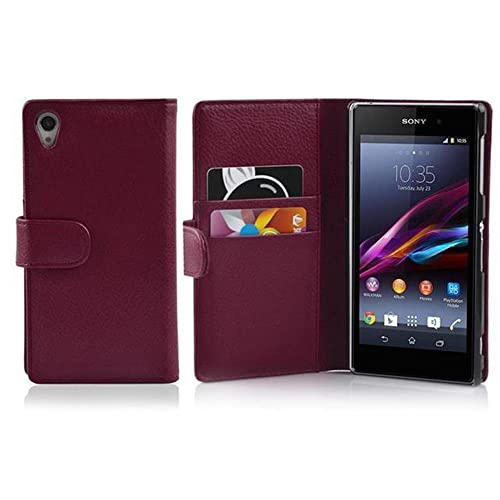 Cadorabo Hülle kompatibel mit für Sony Xperia Z1 Handyhülle aus Premium Kunst Leder Flip Klappbare Stoßfeste Magnetische [Standfunktion] [Kartenfächern] Cover Hülle für Sony Xperia Z1 Tasche in Lila von Cadorabo