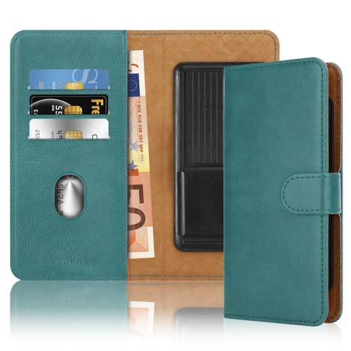 Cadorabo Klapphülle kompatibel mit Samsung Galaxy S5 Mini / S5 Mini DUOS-Handyhülle mit Kartenfach, 360 Grad Schutzhülle zum klappen- Flip Case Book Cover PU Leder Handytasche klappbar TÜRKIS von Cadorabo