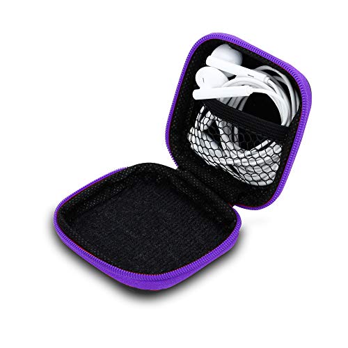 Cadorabo Kopfhörer Aufbewahrungsbox in LILA – Eckige Robuste Tasche aus formstabilem Stoff mit Netzfach und Reißverschluss für Headset, In-Ear Headphone etc. – Case Cover Schutz Hülle Etui von Cadorabo