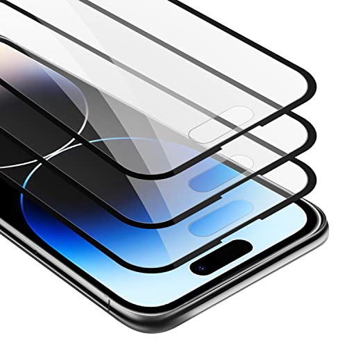 Cadorabo Panzerfolie für iPhone 14 PRO Schutzfolie, [3 Stück] [Case Friendly] [Anti-Kratzer] [Anti-Fingerabdruck] Gehärtetem Glas Tempered Displayschutzfolie für iPhone 14 PRO von Cadorabo