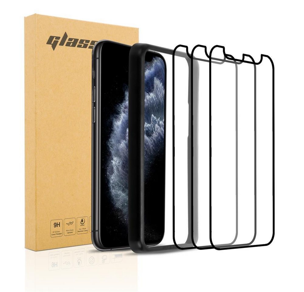 Cadorabo Schutzfolie Apple iPhone 11, (Apple iPhone 11, 3-St), 3x Vollbild Schutzglas Panzer Folie (Tempered) Display-Schutzglas von Cadorabo