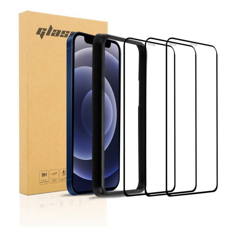 Cadorabo Schutzfolie für Apple iPhone 12 PRO MAX Schutzfolie, (3-St), 3x Vollbild Schutzfolie Panzer Folie (Tempered) Display Schutzglas von Cadorabo
