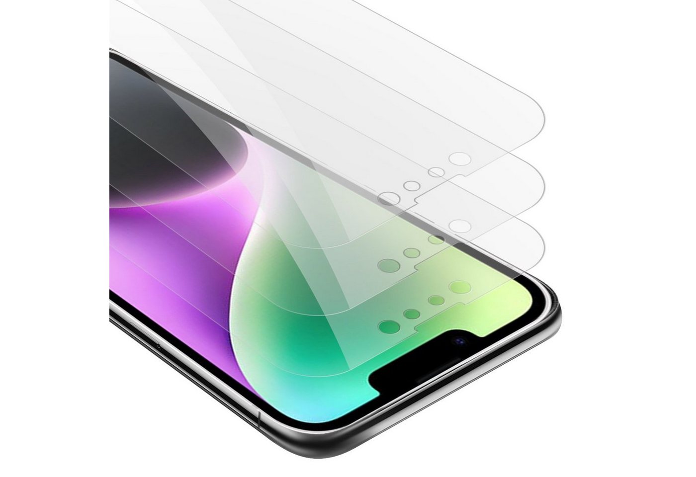 Cadorabo Schutzfolie Apple iPhone 14, (Apple iPhone 14), 3x Schutzglas Panzer Folie (Tempered) Display-Schutzglas mit 3D Touch von Cadorabo